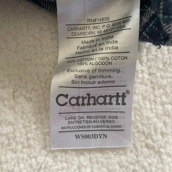 Carhartt Womens XXL 2XL Blue Plaid Flannel Shirt Western Pearl Snap Gorpcore - Picture 13 of 16